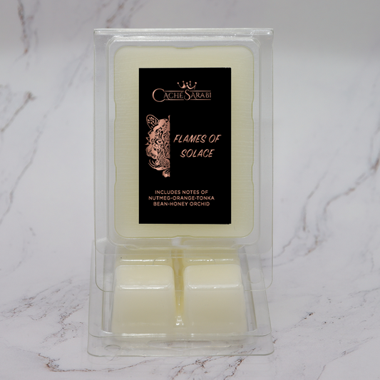 Add elegance and indulgence to your home with Flames Of Solace Wax Melts. With a unique blend of coconut wax and phthalate-free fragrances, you can enjoy the luxurious scents of nutmeg, orange, tonka bean, and honey orchid without mess or flames.